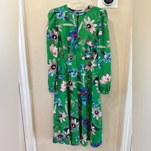 The H&M Bright Green Floral Patterned Long Sleeve Maxi Dress in size 4